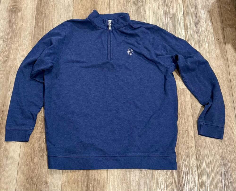 Peter Millar Quarter Zip Size XL Blue Heather Pullover Golf